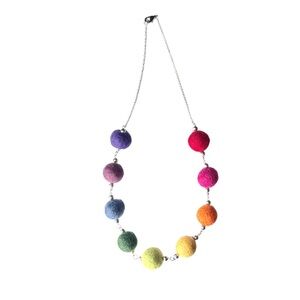 Hand Crafted Multicolor Felt Ball Necklace